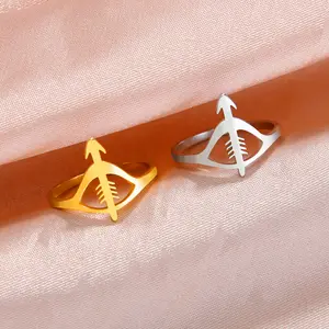 Skyrim Bow and Arrow Ring Women Stainless Steel Gold Color Finger Rings Fashion Archery Jewelry Birthday Gift New In