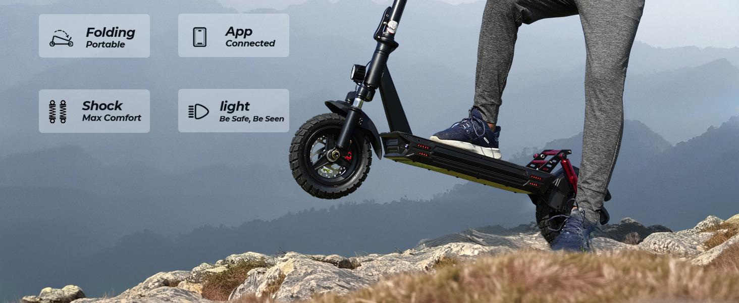 【Holiday Haul】Off-Road Electric Scooter for Adults, 2000W Motor 28 MPH Top Speed 37 Miles Long Range 11" Off-Road Pneumatic Tires, Dual Disc Brakes, Front & Rear Dual Suspension, Turn Signals & APP Control, Foldable E-Scooter with NFC Unlock 【Holiday Haul】Off-Road Electric Scooter for Adults, 2000W Motor 28 MPH Top Speed 37 Miles Long Range 11" Off-Road Pneumatic Tires, Dual Disc Brakes, Front & Rear Dual Suspension, Turn Signals & APP Control, Foldable E-Scooter with NFC Unlock