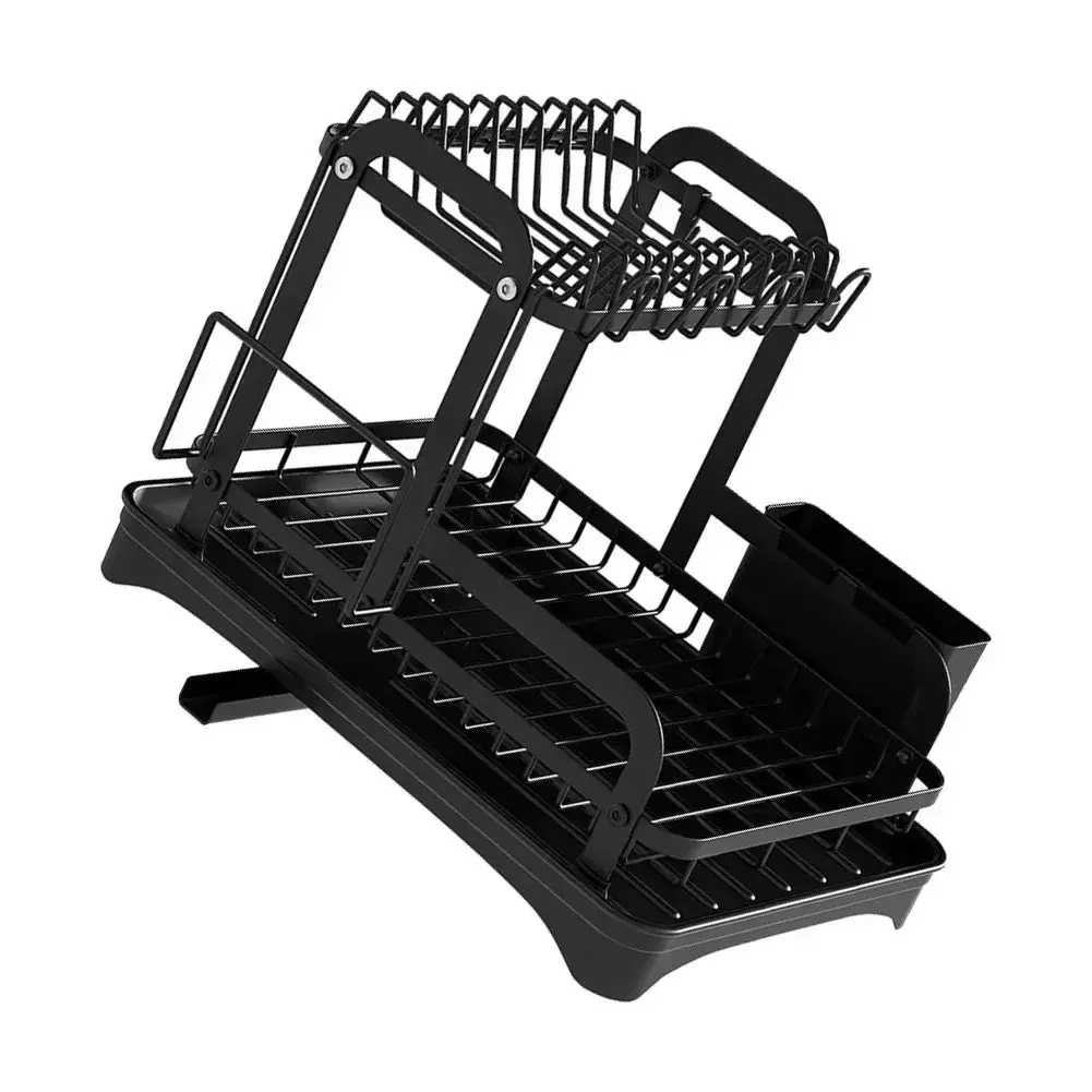 2-Tier Kitchen Dish Drying Rack - Drainboard & Drip Tray
