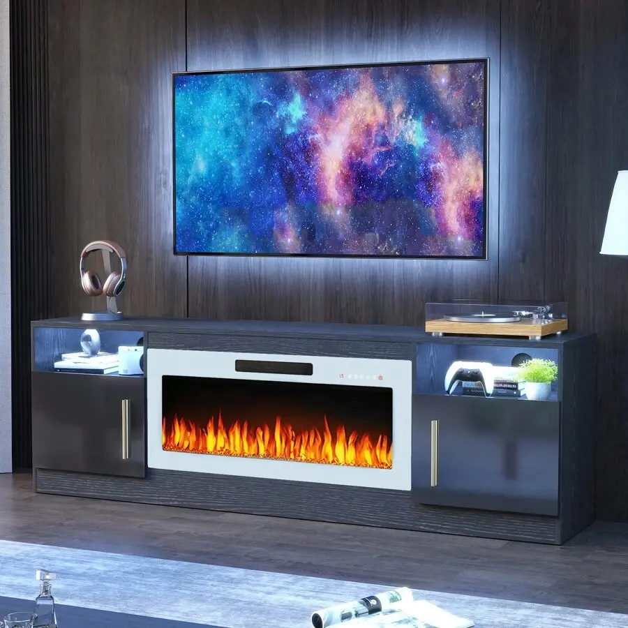 Black With White Fireplace