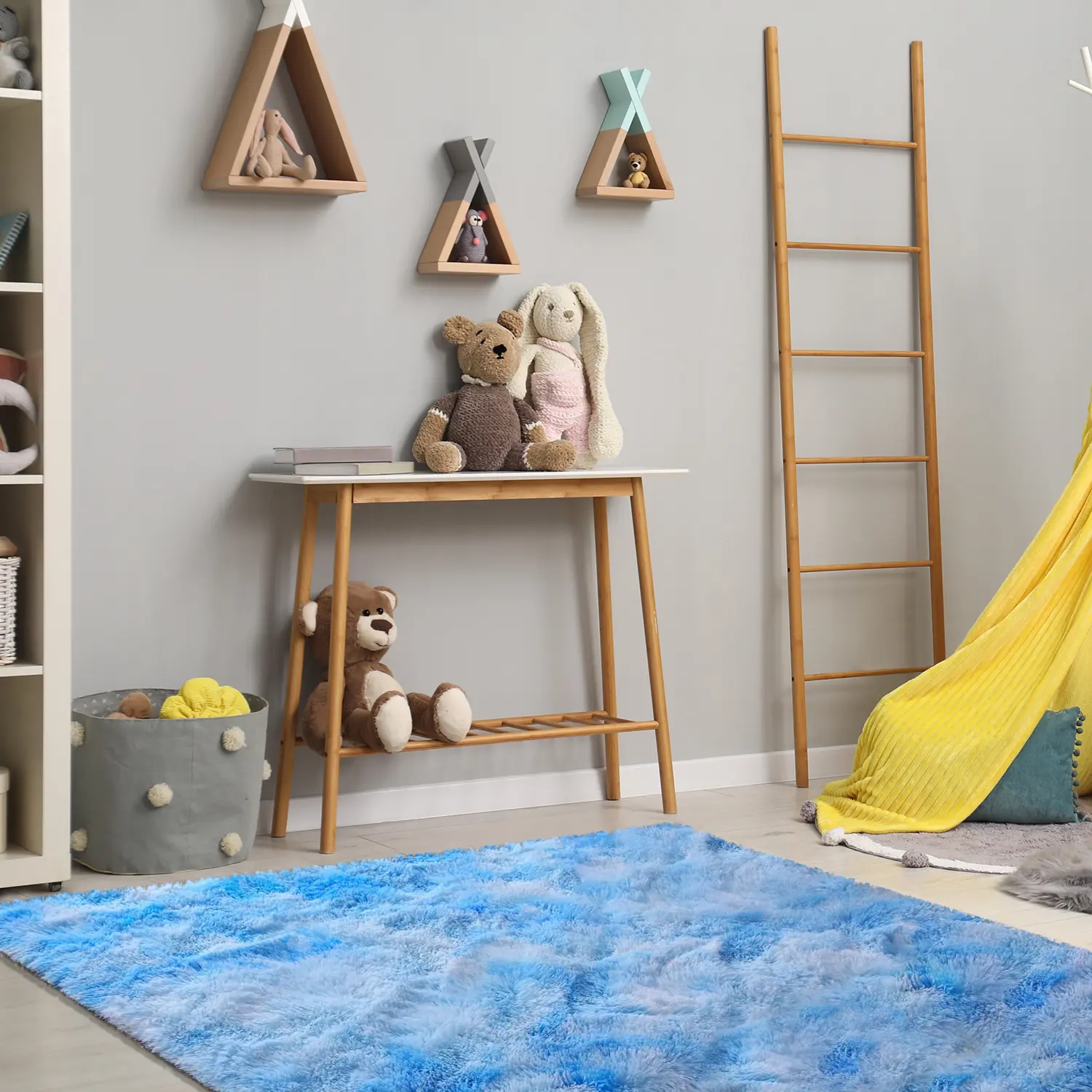 Playroom Ready Non-Slip Rug! Ultra Soft Tie-Dye Shag — Perfect for Kids, Pets & Cozy Naps. Style Your Living Room or Bedroom with Peace of Mind-Q, Multi-Size, Plush Fibers Home Decor Rugs Modern Shaggy Rug