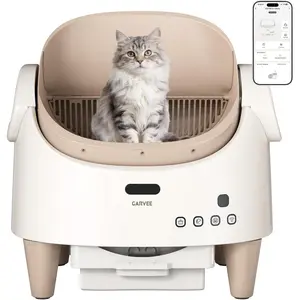 Self Cleaning Smart Litter Box APP Controlled Automatic Odor-Free Cat Toilet with Large Waste Bin Disposable Bags, Open Top Design for Single or Multi Cat Households