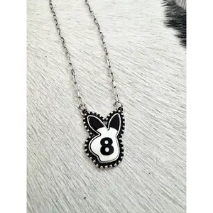 8 Ball Bunny Necklace 16″+3″ EXT with Unique Design and Number 8 Charm