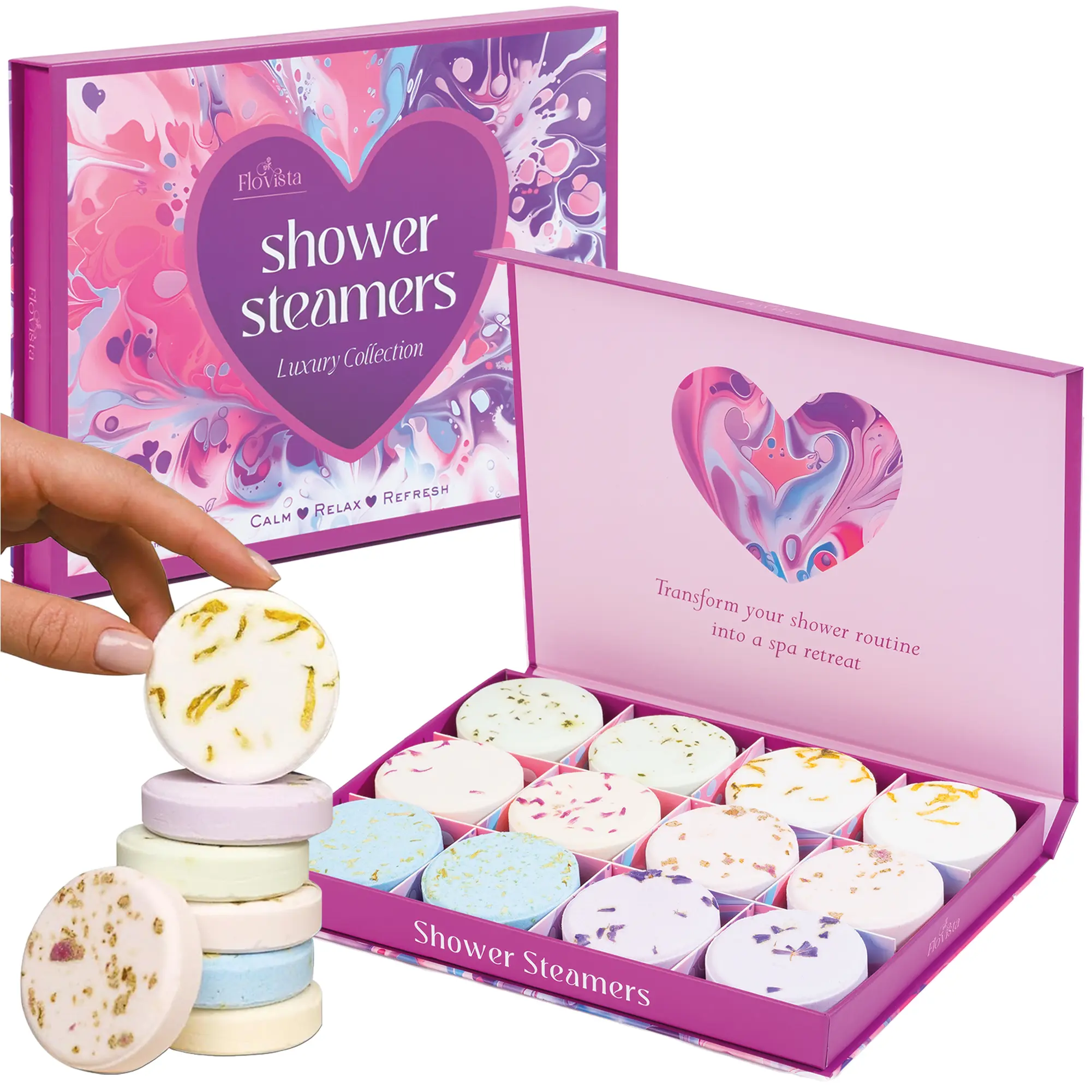 Valentine's Day Gift for Women – Shower Steamers Aromatherapy 12-Pack Self Care & Spa Premium Gift, Relaxation & Stress Relief, Bath Shower Bombs with Lavender & Eucalyptus Essential Oils, Natural and Safe Ingredients