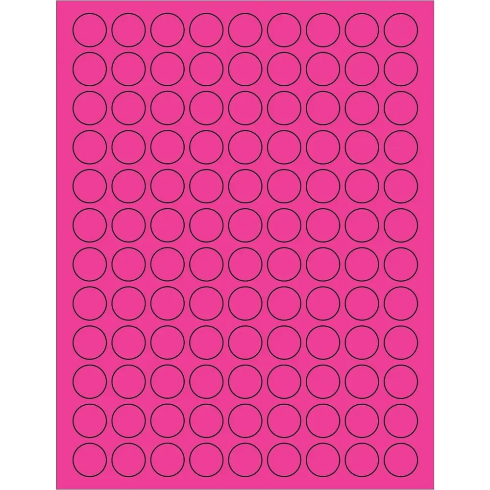 Tape Logic LL190PK Self-Adhesive Fluorescent Pink Circle Laser Labels, 3/4" dia., Compatible with Laser and Ink Jet Printers, Sticks to Smooth Surfaces, Pack of 10800 Mailing Labels