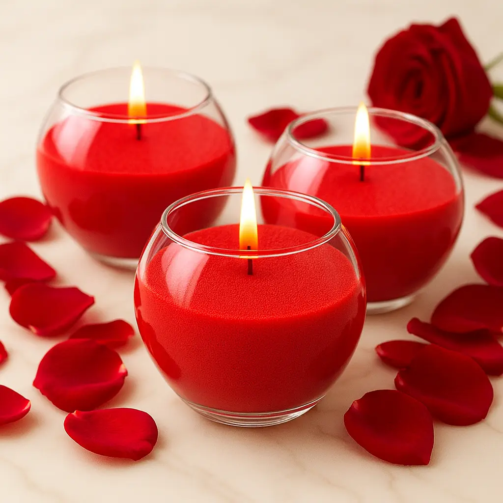 3 Red Tea Pearl Sand Candles with Warm Fragrance Luxury Texture Soft Cozy Glow for Aesthetic Décor Calm Evenings Relaxing Visuals