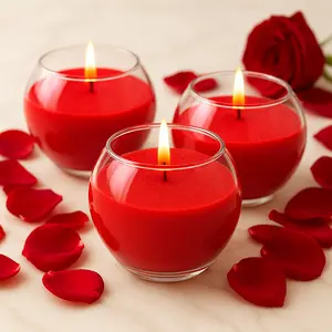 3 Red Tea Pearl Sand Candles with Warm Fragrance Luxury Texture Soft Cozy Glow for Aesthetic Décor Calm Evenings Relaxing Visuals
