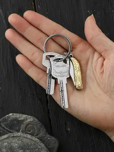 Brass Mini Folding Pocket Knife Keychain, Handle with Accents, Compact Travel Knife for Packages & Mail, Portable Gift