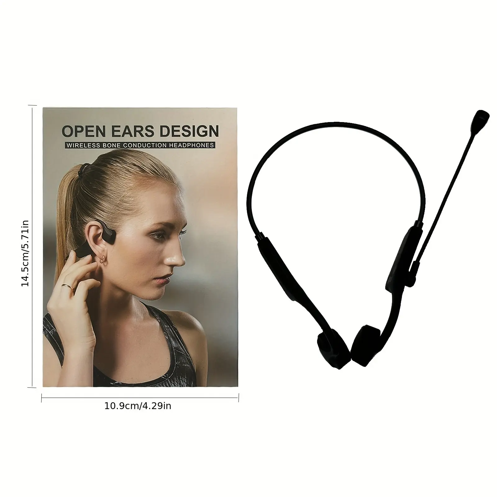 [Wireless |   Open-Ear] Wireless Open-Ear Design Bone Conduction Headphones, Black Lite Pro |   Noise Canceling Mic, Mute Button, 8 Hours Talk Time |   For Work, Call, Meeting, Outdoor Sports, Mobile & PC