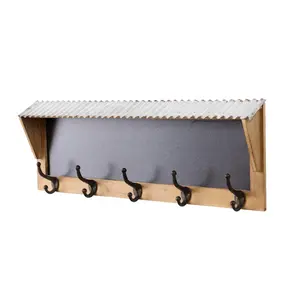 Rustic Farmhouse Style Wooden Chalkboard Wall Hook Coat Rack