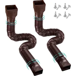 2 Pack Rain Gutter Downspout Extensions Flexible,Downspout Extender Diverter Extendable from 21" to 58". Drain Pipe Connector Extendable for Most Residential Downspouts (Brown)
