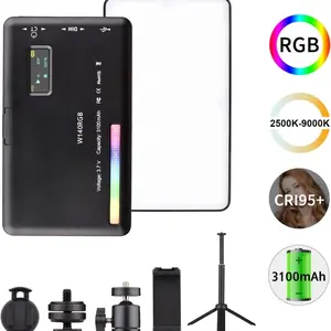 LED Video Light Kit Pocket Video Conference Lighting CRI95+ 2500K-9000K Dimmable 20 Lighting Effects with Desktop Tripod Ballhead Phone Holder Computer Clip Cold Shoe Adapter