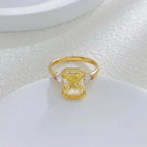 18-K lab-grown diamond, 2.6 ct, yellow VS1 — Radiant lab-grown diamond, IGI engagement/proposal ring, APYFR0234-Y