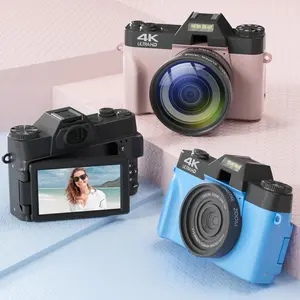 4K Digital Professional Camera, 180 °   Flip Screen Digital Cameras Digital, 16X Digital Zoom Portable Camera for Vlogging, Autofocus Vlogging Camera Electronics, Including Wide Angle & Macro Lens, 32GB TF Card, Essentials for Summer Outings