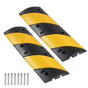 【DealsForYouDays】VEVOR 2-Pack 40-in Heavy Duty Rubber Speed Bumps, 2-Channel Cable Protector Ramps with Expansion Screws, 22,000 lbs/axle Load Capacity, for Highways, High-Traffic Areas, Construction Zones (Asphalt/Concrete Surfaces)