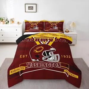 Football Comforter Set,Rugby Bedding Set for Football Fan,Football City Down Comforter,Sports Reversible Bed Set,Warm(Washington)