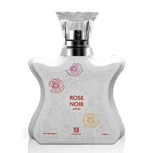 Rose Noir EDP Perfume By Ahmed Al Maghribi 75mL, a Stunning Fragrance of Soft Nuances of Rose, Jasmine, Woods, Ambergris and Ginger Flower Accords by Al Maghribi Arabian Oud