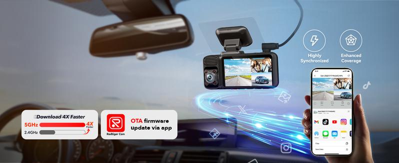 REDTIGER F17 4K 3-Channel Dash Cam with 5GHz WiFi GPS, 64GB Card, 2160P+1080P+1080P Cameras, IR Night Vision, Parking Mode, Fathers Day Gift