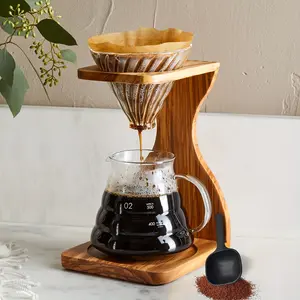 Heat-Resistant Borosilicate Glass Coffee Pot Three-Piece Set, Detachable Handle Filter Cup, Transparent Drip Coffee Pot, Clear Pour Over Coffee Maker, Ideal for Home, Office, and Café, Three Size Options Available