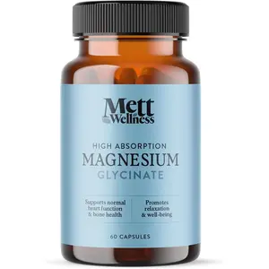 Mett Wellness Magnesium Glycinate | 60 Capsules | Supports Relaxation, Muscle & Nerve Function | Bone, Heart & Digestive Wellness