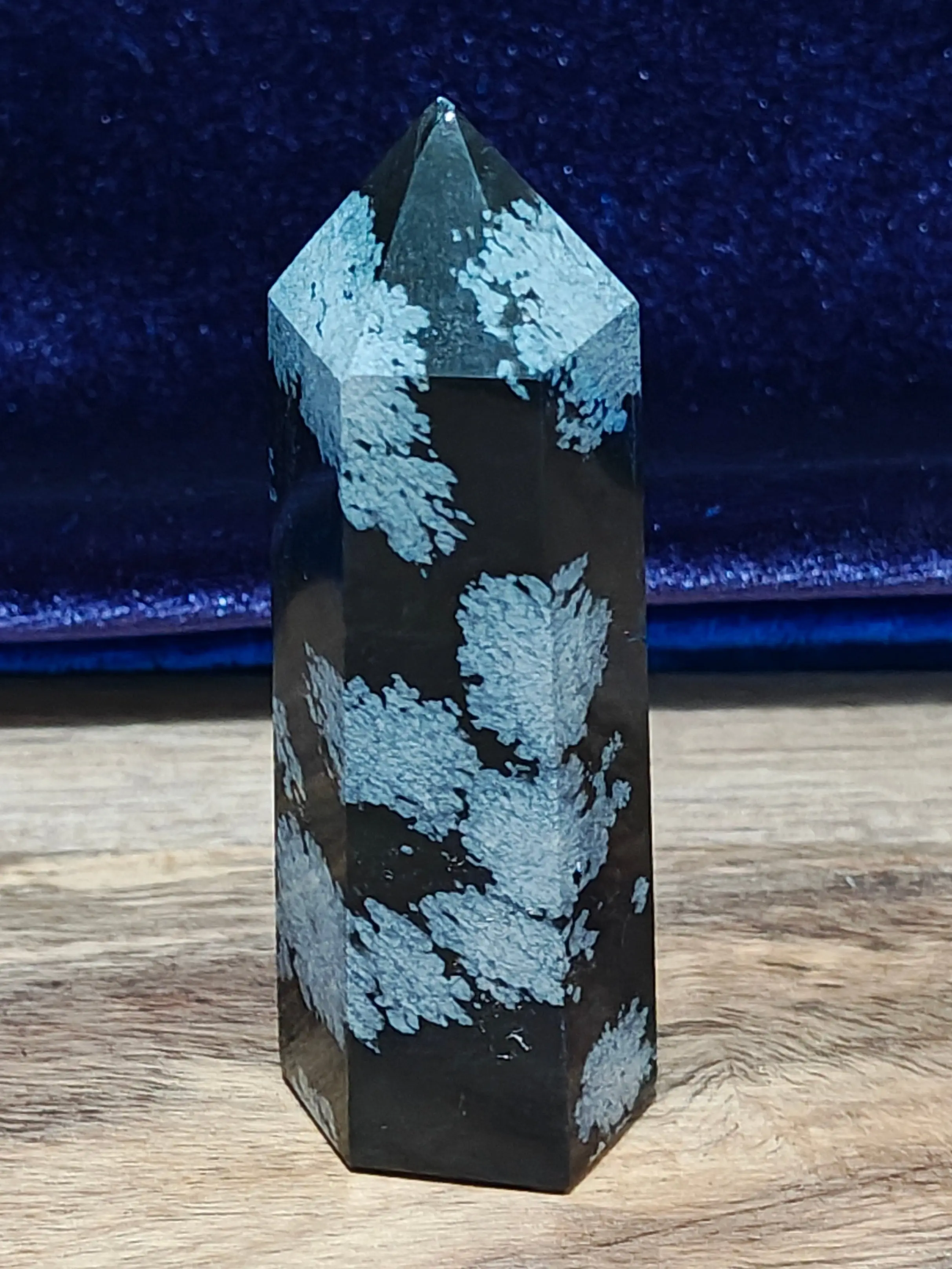 Handpicked 2.5-in Black and White Natural Crystal Snowflake Obsidian Tower - Protective Grounding Stone for Meditation, Spiritual Cleansing, Adults, Scorpio, Sagittarius, Aries, Virgo, Capricorn Tabletop Decor