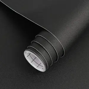 17"x120" Black Wallpaper Peel and Stick Contact Paper, Matte Black Wallpapers Self-Adhesive and Removable Vinyl Wallpaper Waterproof and Oil Proof Contact Paper for Cabinets Countertops Wall Covering