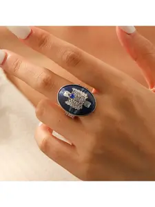 European and American style vampire alloy ring, vintage trend, silver personalized ring, punk style, lapis lazuli men's ring