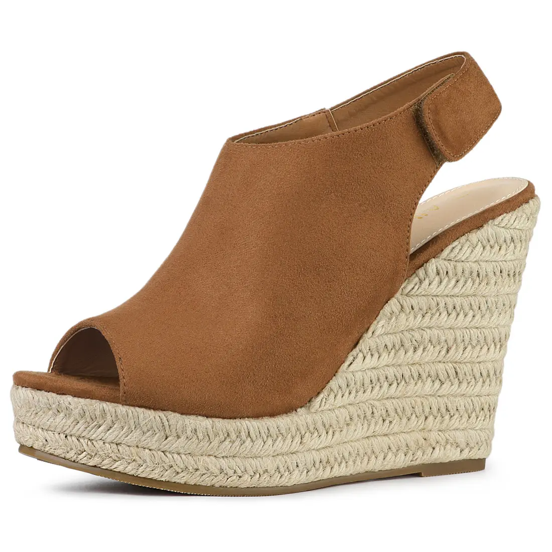 BLISSFUL STEP Slingback Platform Heel Espadrille Wedge Sandals
