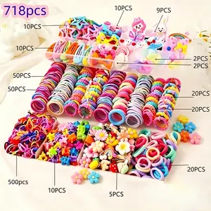 Dopamine Sweet Girl Hair Accessory Set, Includes Bowknots and Cute Flower Clips, High Elastic Bands, Butterfly Clips, Perfect Gift for Girls