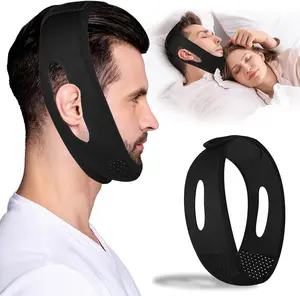 Adjustable Breathable Anti Snore Chin Strap for Men Women, Black