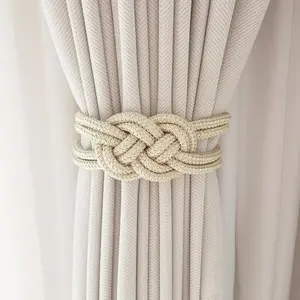 Magnetic Curtain Tieback, 1 Count Solid Color Curtain Tieback with Chinese Knot, Window Curtain Accessories for Home Living Room & Bedroom,  Room Decor, Window Decorations Supplies