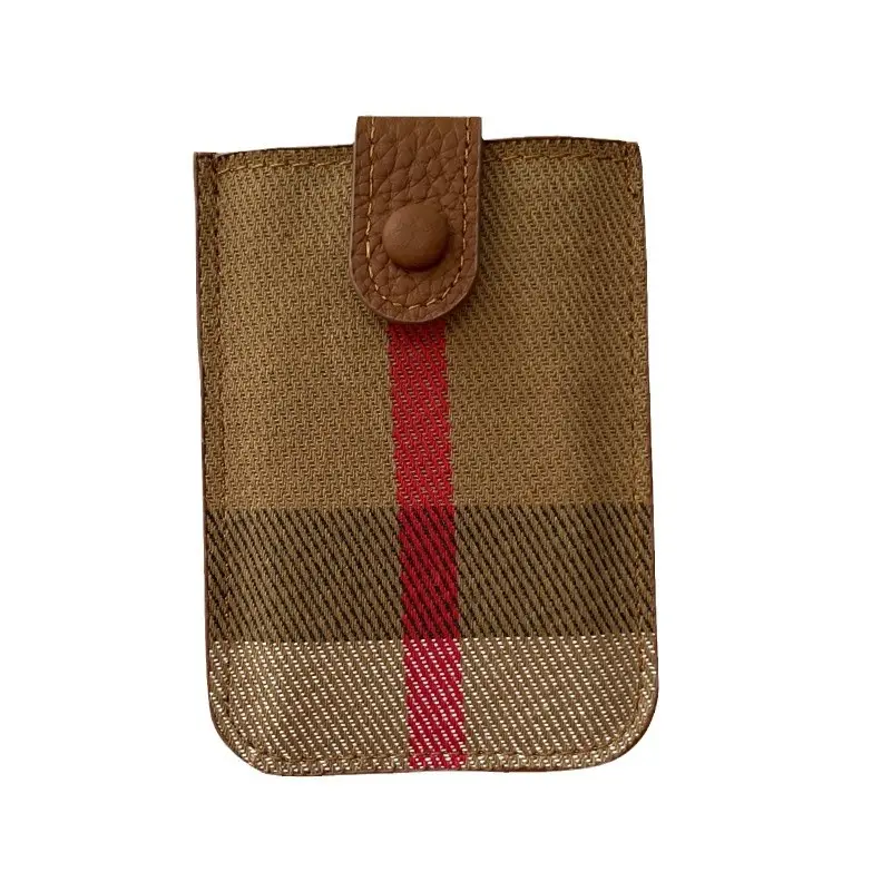Classic Checkered Pattern Card Holder - Minimalist Snap Closure Card Case for Women, Compact & Stylish, Fits Multiple Cards
