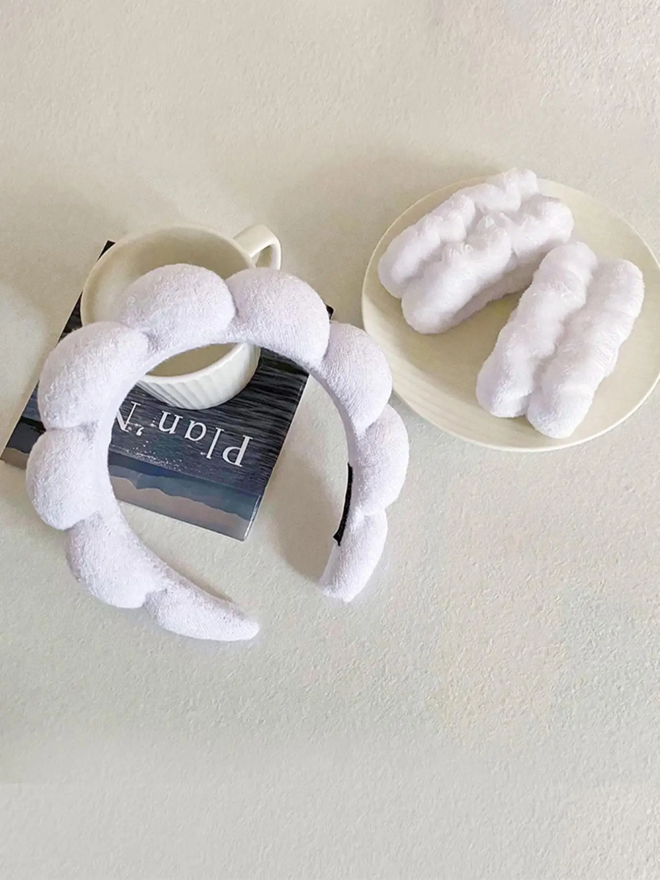 Women's Spring/summer Cloud Shaped Hair Hoop & Face Washing Wrist Band, Gifts for Girlfriend, Soft Headband Set, Hair Accessories Set for Makeup, Spa