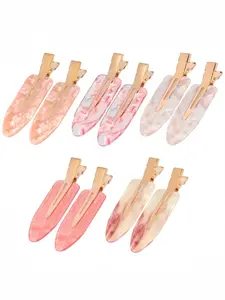 10pcs No Bend Hair Clips for Styling, Acrylic Resin Flat Clip, No Crease Curl Small Pin, Bang Seamless Hair Barrette Tool for Women Girls