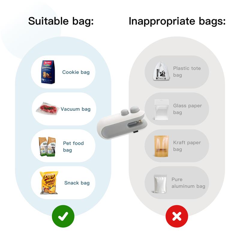 Mini Bag Sealer with Cutter – 2-in-1 Heat Seal & Resealer Machine, USB Rechargeable, Magnetic, Portable Food Sealer for Snack, Chip & Plastic Bags – Keep Food Fresh Multifunction
