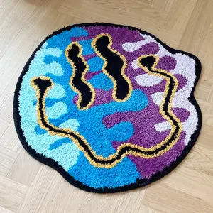 LAKEA Tufted Magic Trippy Smiling Face Rug Handmade Carpet Custom Rug for Home Decoration or Gift