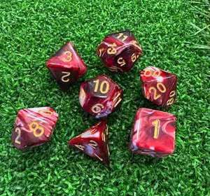 Crimson Oath Dice - Polyhedral Dice Set - RPG Dice - DND Dice Set - Fantasy Tabeltop Dice Set - 7 Piece Dice Set