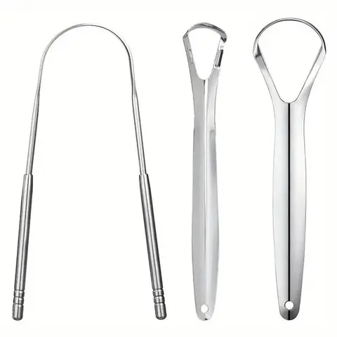 【Black Friday】3-Piece Stainless Steel Tongue Scraper Set with Assorted Shapes for Fresh Breath and Daily Oral Hygiene