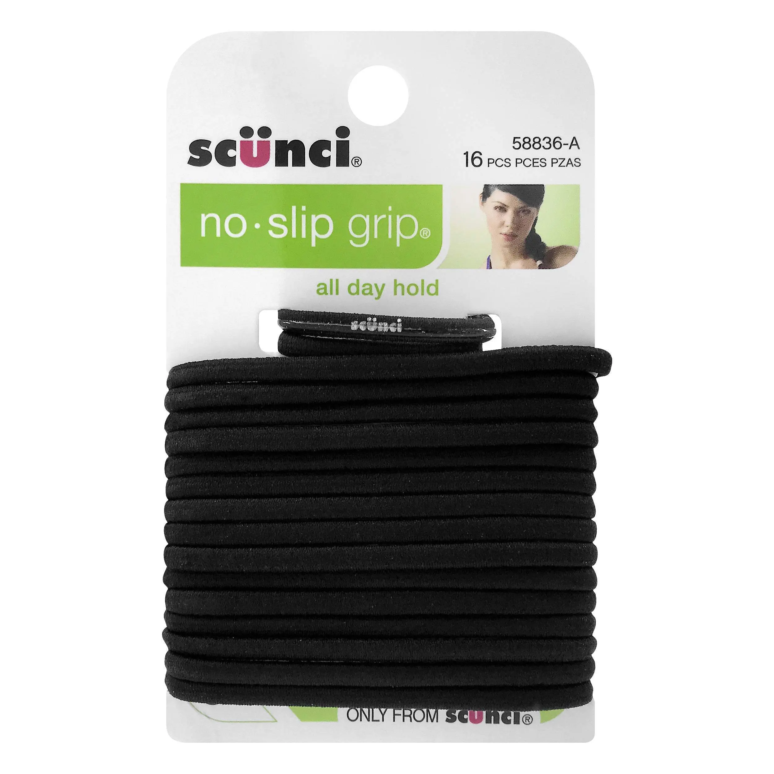 Scünci No Slip Grip Hair Elastics Black