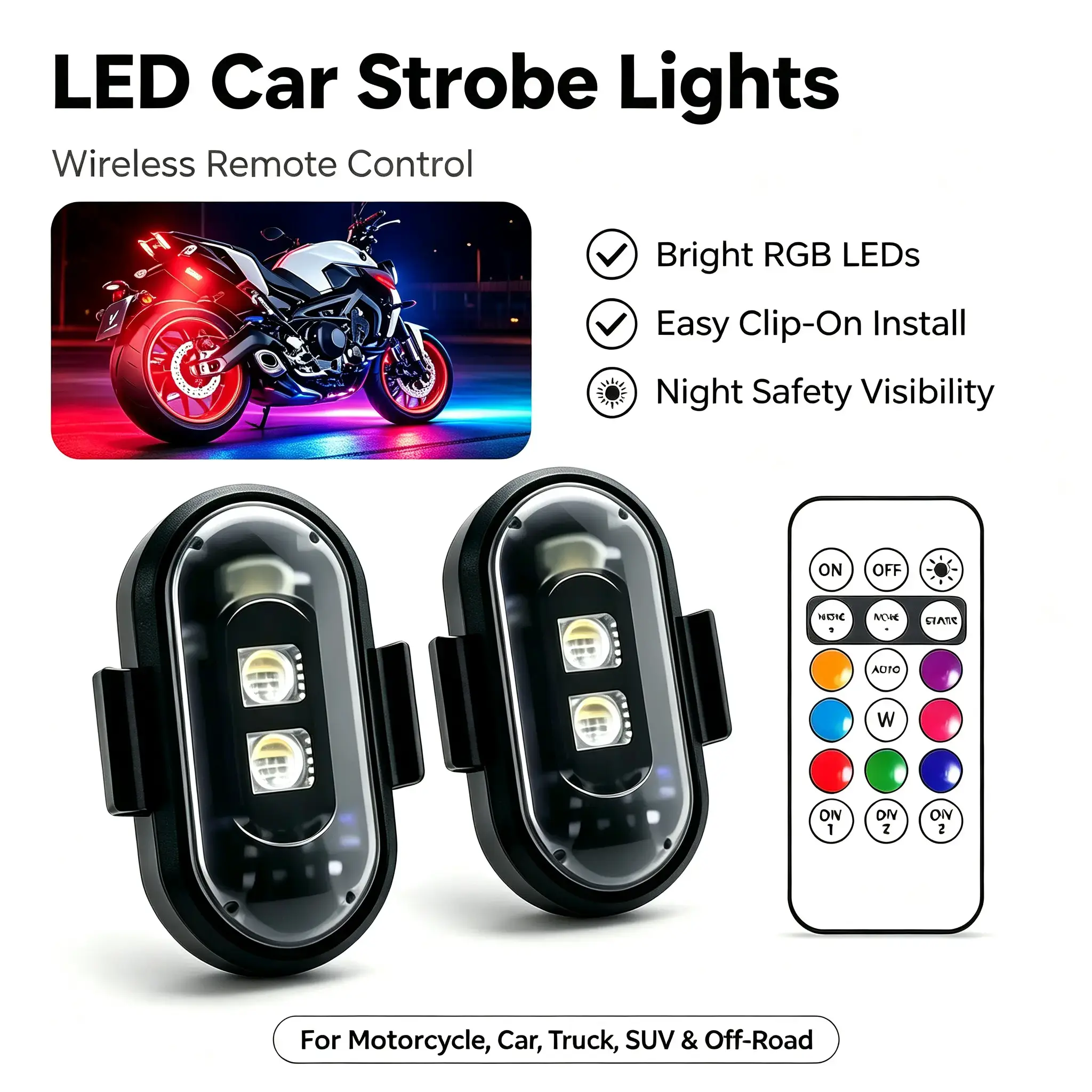 RGB Led Aircraft Strobe lights Motorcycle Lights LED Flash Position Wireless Light Aircraft Warning Lights waterproof decorative work pod rock usb rechargeable waterproof led strobe lights