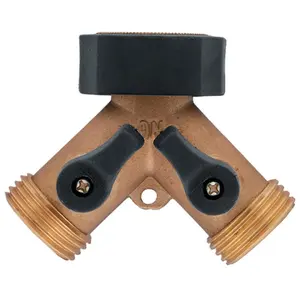 Orbit Y-Shaped Brass Hose Splitter with Shut Off & Flow Control (58248N) - Leak-Free Faucet Splitter for Sports & Outdoor Equipment Use