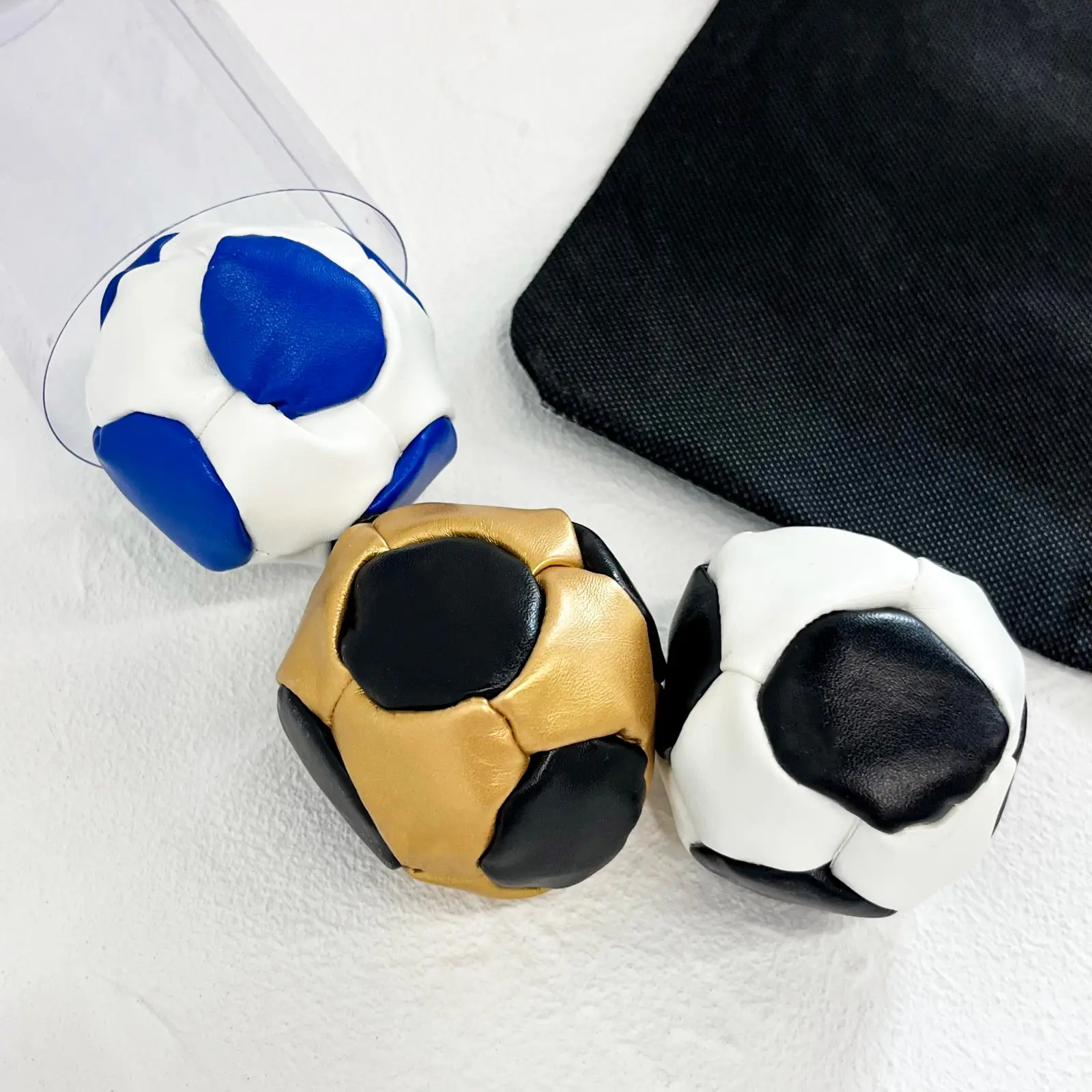 Fantarillo 3-Pack Footbag Set, Soft PU Leather Pellet-Filled Balls for Sport and Exercise, Indoor and Outdoor Kick Games