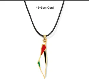Palestine flag Map Necklace gift unisex