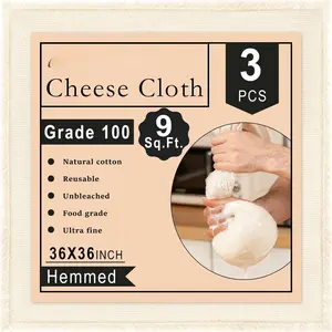 Cheese Cloths, 3 count 36x36 Inch Grade 100 Precut Cheese Cloths for Straining,  Unbleached,  Muslin Cheesecloth for Straining, Making Yogurt, Cooking Turkey, Crafts - 9 Sq.Ft