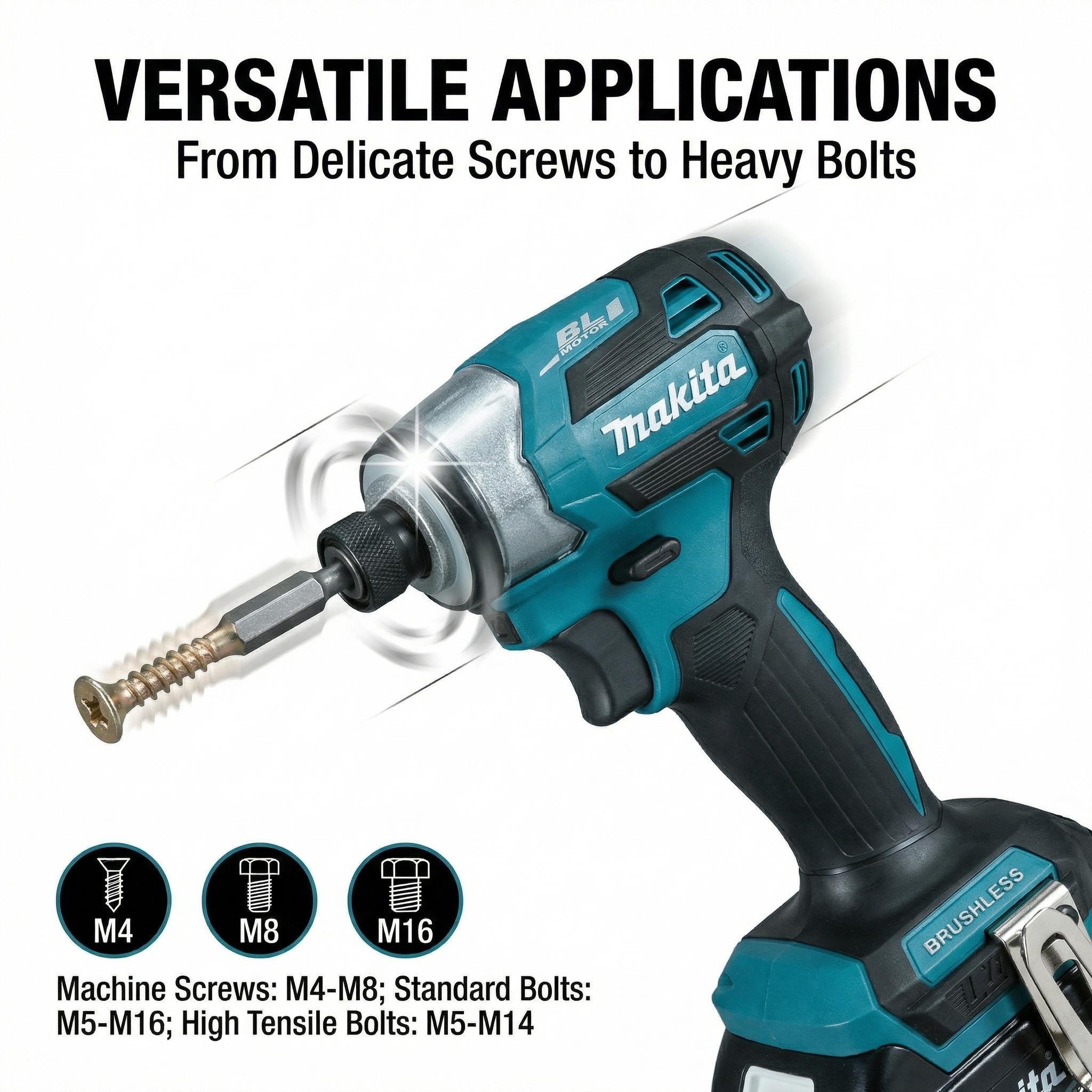 Makita DTD173 Brushless Impact Driver  With 18V Battery Charger for Woodworking Assembly  Drill High Speed   Cordless Lithium Nailer Kit