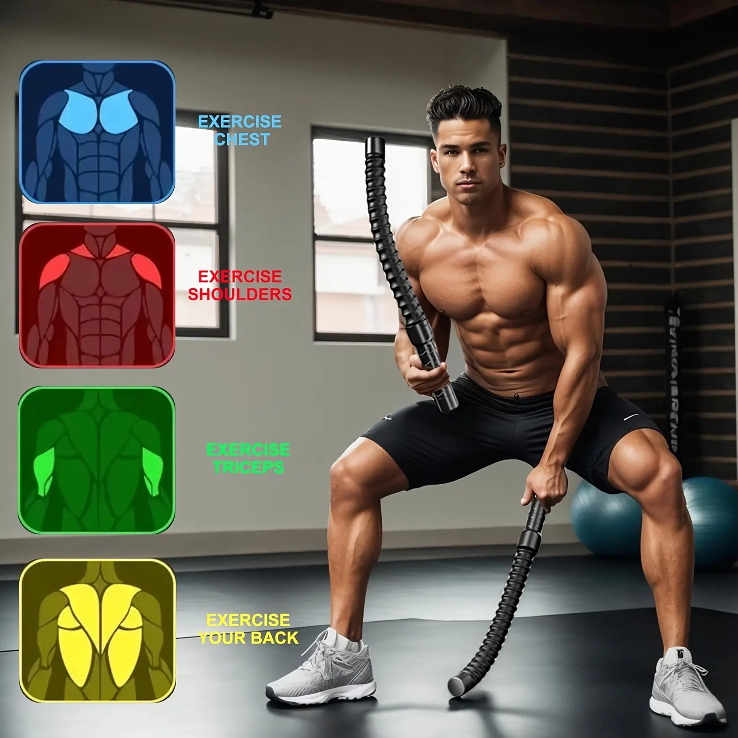 Cordless Combat Rope for Home Gym Portable Fitness Sling Arm Exercise Workout 2pcs
