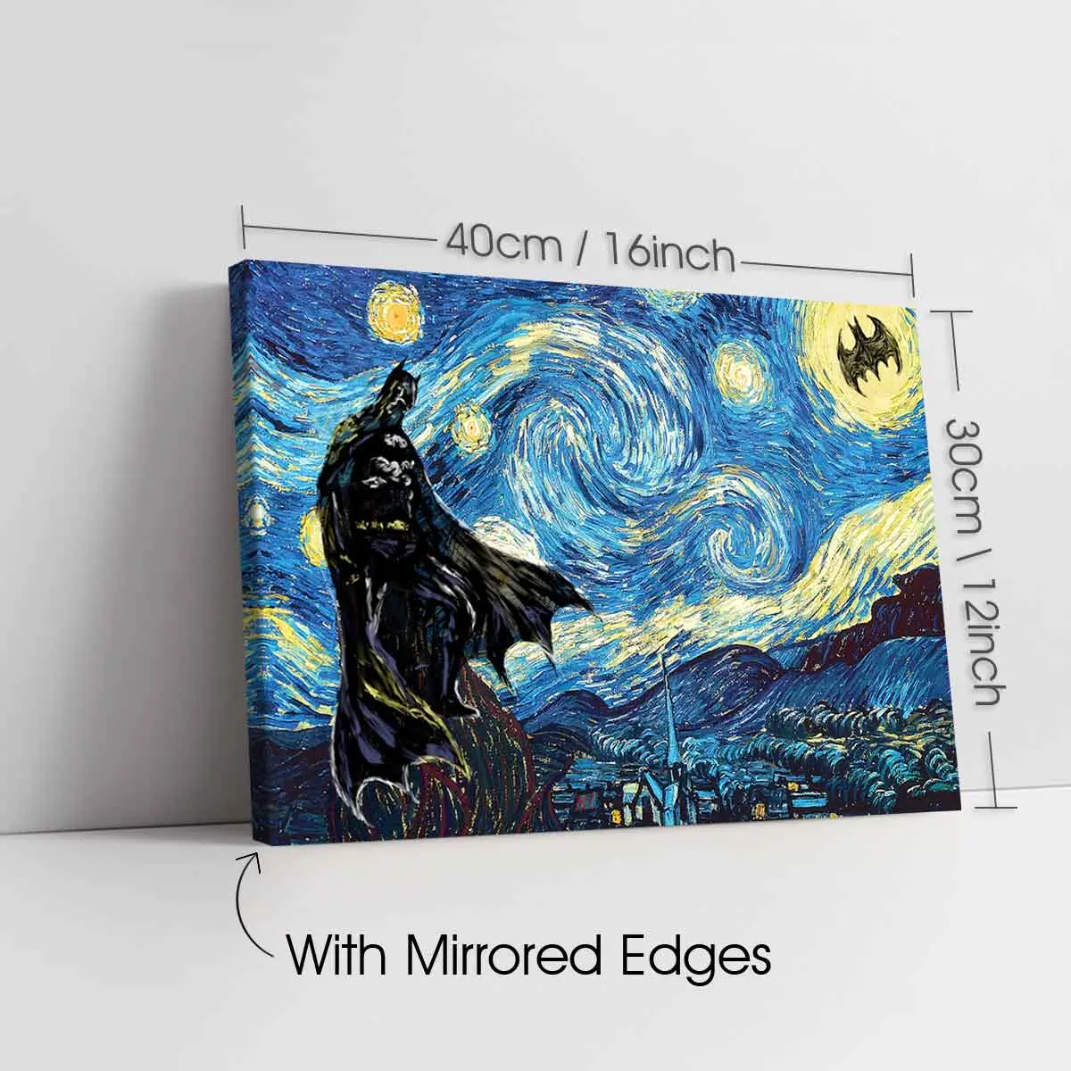 Van Gogh's Starry Sky Pattern Canvas Painting with Frame, Modern Art Bat Character Posters, Wall Art Decor for Home Living Room Bedroom Office, Halloween Van Gogh's Starry Sky Pattern Canvas Painting with Frame, Modern Art Bat Character Posters, Wall Art Decor for Home Living Room Bedroom Office, Halloween