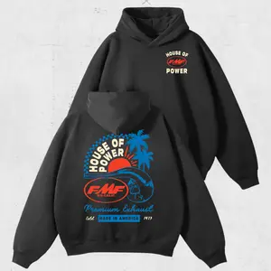 FMF Racing House of Power 2-Sided Hoodie, Premium Exhaust SoCal Graphic Pullover, Vintage Moto Racing Streetwear, Unisex Moto Fan Gift