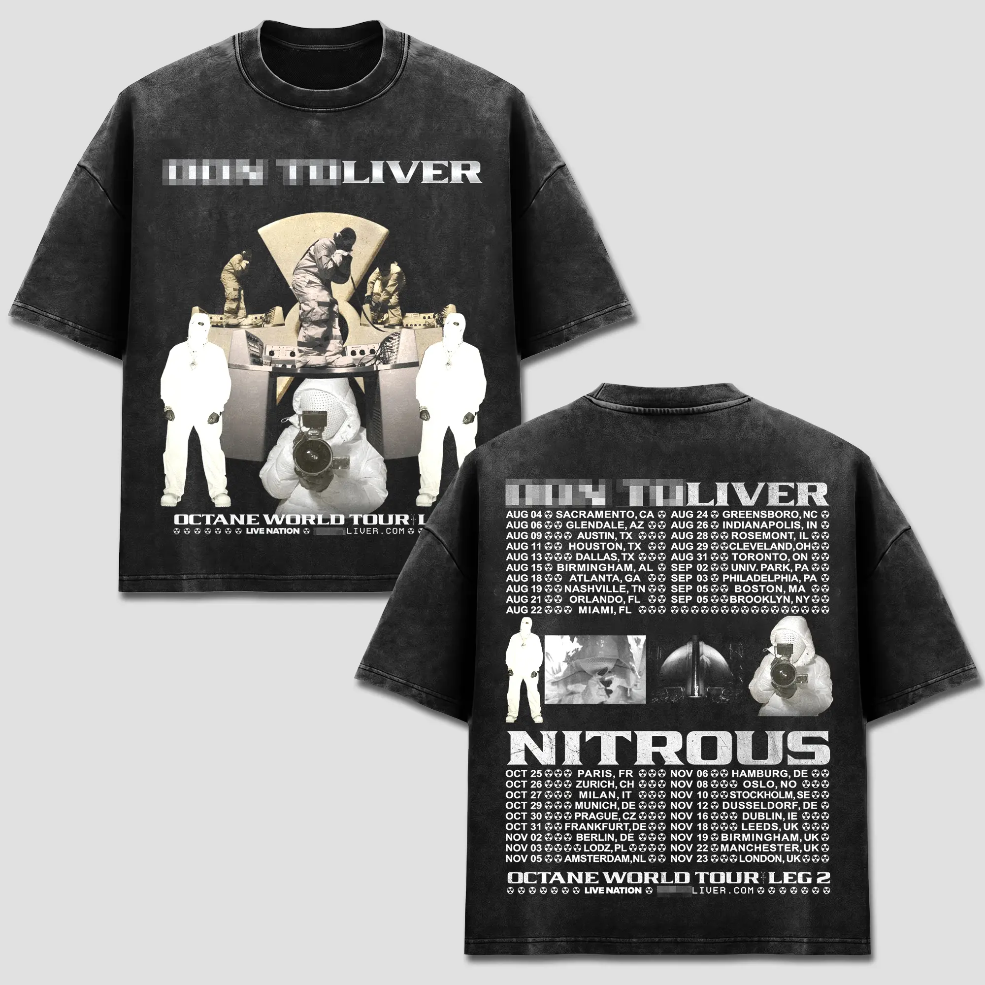 Men's Classic Seamless Short-Sleeve Cotton Donny Toliver Octane World Tour Leg 2 Nitrous Concert Graphic T-Shirt - Hardstone Psycho Vintage Bootleg Retro Acid Washed US Unisex Oversized Heavyweight Washed Black Menswear Top, Shortsleeve