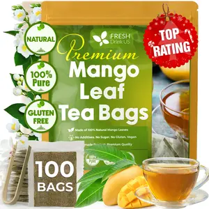 FreshDrinkUS 100 Mango Leaf Tea Bags, 100% Natural & Pure from Mango Leaves. Mango Dried Leaves. Loose Leaf Mango Herbal Tea. Mango Leaf Tea. No Sugar, No Caffeine, No Gluten, Vegan. Beverage